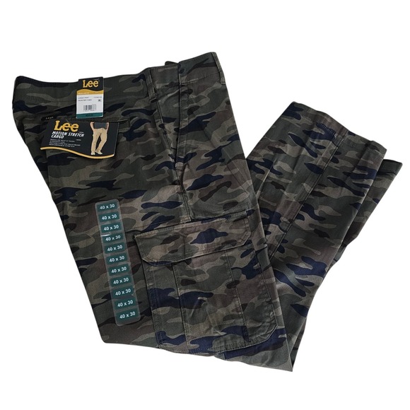 Lee Other - Lee Mens Cargo Pants Frontier Camo Motion Stretch Regular Fit 40x30